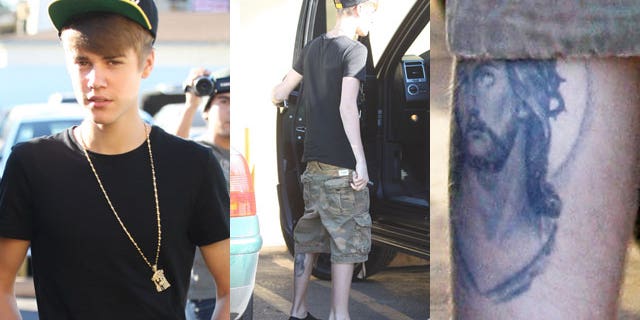 Justin Bieber recently stepped out with a tattoo of Jesus on his leg. (X17 Online)