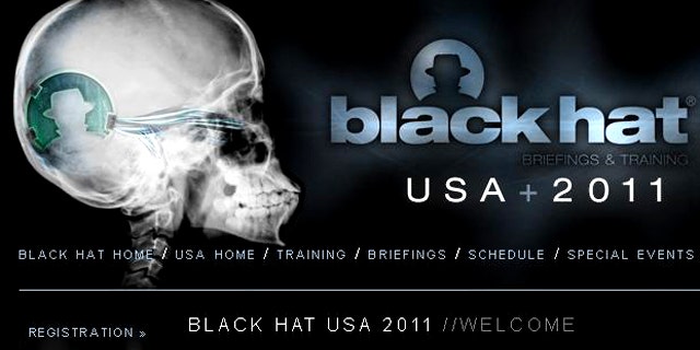 A screenshot of the website for the Black Hat 2011 conference, where hackers from around the world converge to swap ideas and techniques..