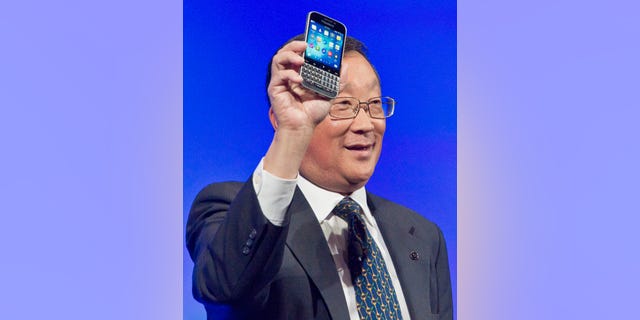 BlackBerry CEO John Chen introduces the company's new phone, the BlackBerry Classic, during a news conference Dec. 17, 2014, in New York.