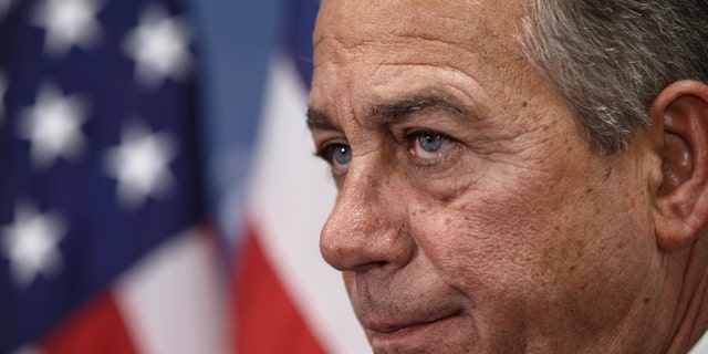 Before heading to the White House today to meet with President Barack Obama, House Speaker John Boehner of Ohio, tells reporters that the House of Representatives will pass a budget for the Department of Homeland Security but will block President Barack Obama's executive actions on immigration, Tuesday, Jan. 13, 2015, on Capitol Hill in Washington. Obama has repeatedly threatened to veto bills that Republicans have put forward as their priorities. Senate and House Republicans, now in control of Congress, will leave Washington Thursday for a two-day policy retreat in Hershey, Pa. (AP Photo/J. Scott Applewhite)