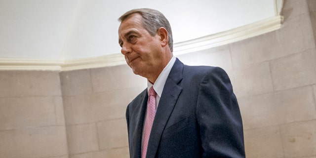 House Speaker John Boehner of Ohio walks to the House chamber on Capitol Hill in Washington, Tuesday, March 3, 2015. Boehnerâs job is safe despite passing yet another big bill that most of his Republican colleagues oppose, as he did Tuesday to avert defunding the Department of Homeland Security. But Boehner and his leadership team appear destined to confront fratricidal fights for months to come. The friction exposes deep GOP ideological differences as the 2016 presidential campaign gets under way.  (AP Photo/J. Scott Applewhite)