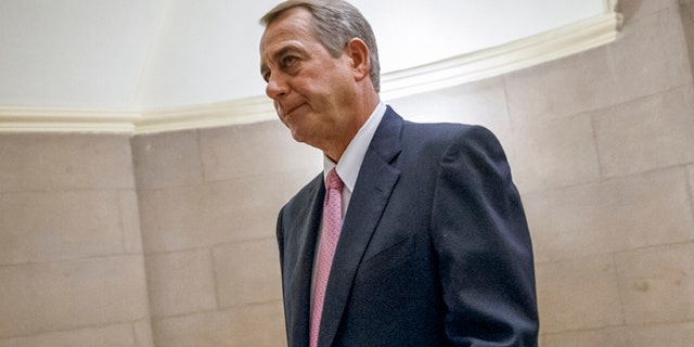 House Speaker John Boehner of Ohio walks to the House chamber on Capitol Hill in Washington, Tuesday, March 3, 2015. Boehnerâs job is safe despite passing yet another big bill that most of his Republican colleagues oppose, as he did Tuesday to avert defunding the Department of Homeland Security. But Boehner and his leadership team appear destined to confront fratricidal fights for months to come. The friction exposes deep GOP ideological differences as the 2016 presidential campaign gets under way. (AP Photo/J. Scott Applewhite)