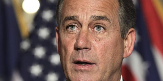 House Speaker John Boehner of Ohio speaks on Capitol Hill in Washington, Friday, April 8, 2011, to respond to criticism by Senate Majority Leader Harry Reid of Nev. on the budget impasse. (AP Photo/J. Scott Applewhite)