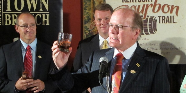Aug. 16, 2012: Alltech President Pearse Lyons raises his glass as Alltechs Lexington Brewing & Distilling Co. joins the Kentucky Bourbon Trail.