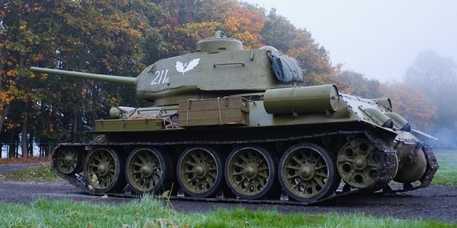 PICKERING, ENGLAND - OCTOBER 11: A Russian T34 tank is manouevred into position at the annual wartime and 1940's weekend on October 11, 2014 in Pickering, England. The event brings together hundreds of enthusiasts, military re-enactors and visitors to Pickering to recreate life as it was in the 1940's. (Photo by Ian Forsyth/Getty Images)