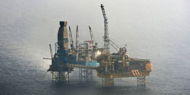 March 28, 2012: This aerial shot provided by Greenpeace shows Total's Elgin Wellhead Platform in the North Sea off the shore of Scotland.