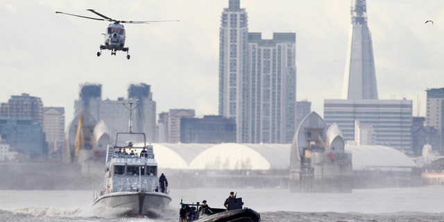 A January security exercise on London's Thames River for the Olympic Games. Not since World War II have Britain and the United States teamed up for such a massive security operation on British soil, and not without reason. (AP Photo)