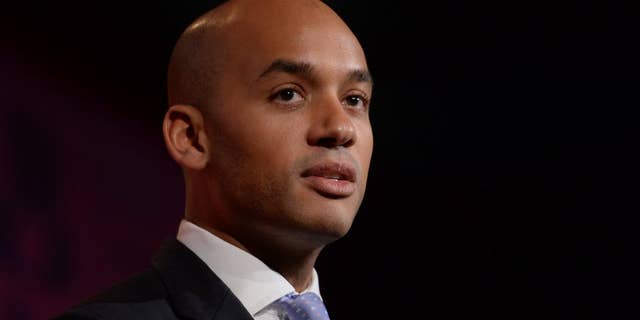 FILE - This Tuesday, Feb. 10, 2015 file photo shows Britain's Shadow business secretary Chuka Umunna delivering a speech in London. An up-and-coming British politician who was considered a front-runner to replace Labour leader Ed Miliband abruptly withdrew from the contest Friday, May 15, 2015, saying he had underestimated the intense scrutiny to which he would be subjected. Chuka Umunna, who announced his leadership bid just three days ago, blamed the "added level of pressure that comes with being a leadership candidate.” (Anthony Devlin/Pa via AP, file) UNITED KINGDOM OUT - NO SALES - NO ARCHIVES