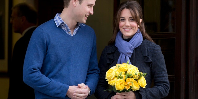 Dec. 6, 2012 - FILE photo of Britain's Prince William and wife Kate, Duchess of Cambridge as she leaves the King Edward VII hospital in central London.