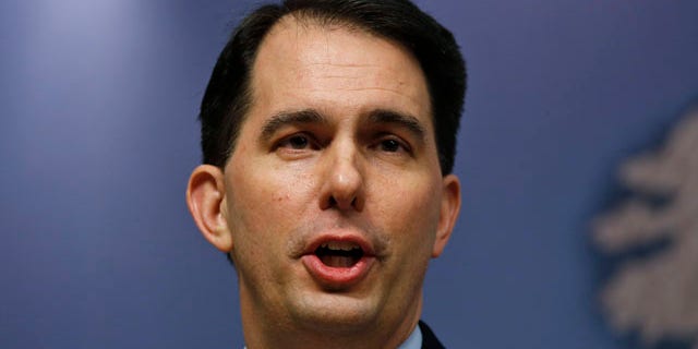 Feb. 11, 2015: Wisconsin Gov. Scott Walker delivers a speech at Chatham House in central London. (AP Photo/Lefteris Pitarakis)