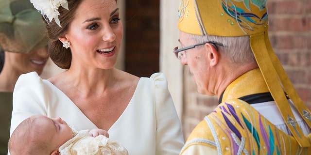 The royal couple also named six close friends and family members to be godparents to Prince Louis. (Matt Holyoak, Camera Press)