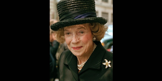 FILE - In this May 1, 1997 file photo, Brooke Astor attends a function in New York. The immaculately dressed grande dame of New York City - philanthropist, taste-setter and host extraordinaire - died in 2007 at the age of 105. Sotheby's New York will conduct a two-day auction on Sept. 24-25, 2012 of some 900 personal items from Astor's Park Avenue duplex and her stone manor in Westchester. (AP Photo/Serge J.F. Levy, File)