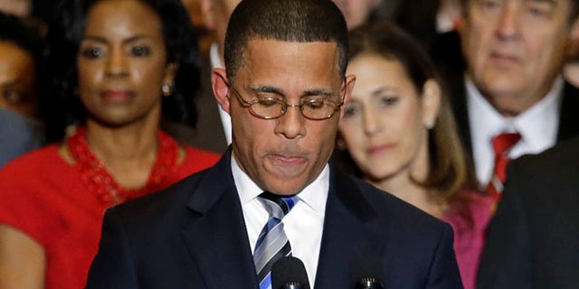 FILE: Nov. 5, 2014: Maryland Democratic gubernatorial candidate Lt. Gov. Anthony Brown concedes on election night, College Park, Md.