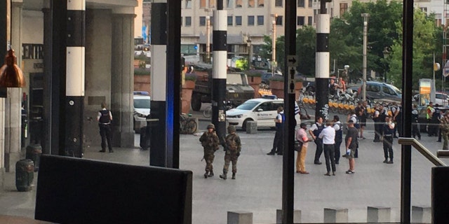 The scene after reports of an explosion and gunshots at Brussels Central station.
