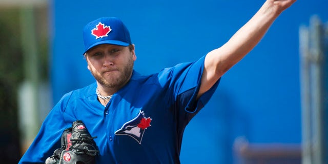 Feb. 13, 2013: Toronto Blue Jays starting pitcher Mark Buehrle throws in the bullpen during baseball spring training in Dunedin, Fla.