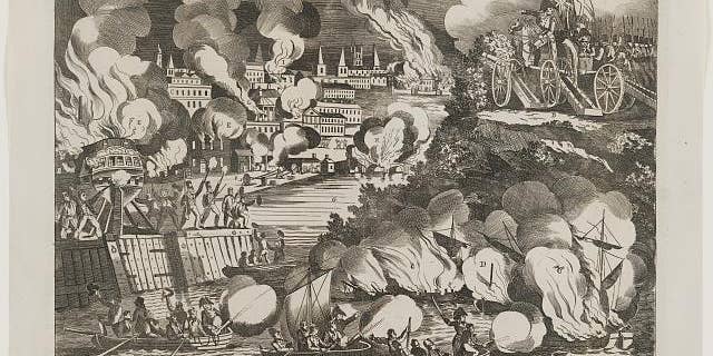 1814 print - "The taking of the city of Washington in America."