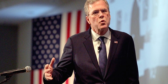In this Jan. 5, 2016, photo, Republican presidential candidate, former Florida Gov. Jeb Bush speaks at the New Hampshire Forum on Addiction and the Heroin Epidemic at Southern New Hampshire University in Manchester, N.H. (AP Photo/Mary Schwalm)