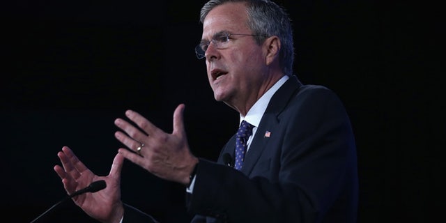 OKLAHOMA CITY, OK - MAY 22: Republican presidential hopeful and former Florida Governor Jeb Bush speaks during the 2015 Southern Republican Leadership Conference May 22, 2015 in Oklahoma City, Oklahoma. About a dozen possible presidential candidates will join the conference and lobby for supports from Republican voters. (Photo by Alex Wong/Getty Images)