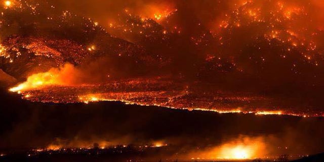 Feb. 6, 2015: The Round fire burning at Wheeler Crest near Bishop Calif. . Firefighters have gained the upper hand on a wind-driven wildfire that destroyed 40 homes, burned nearly 11 square miles and forced about 150 people to leave two small California towns at the eastern base of the Sierra Nevada.