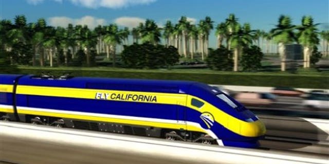 This image provided by the California High-Speed Rail Authority shows an artist's conception of a high-speed rail car in California. (AP Photo/California High-Speed Rail Authority)