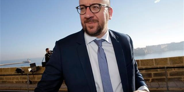 Belgian Prime Minister Charles Michel arrives on the occasion of a summit on migration in Valletta, Malta, Thursday, Nov. 12, 2015. (AP Photo/Antonio Calanni)
