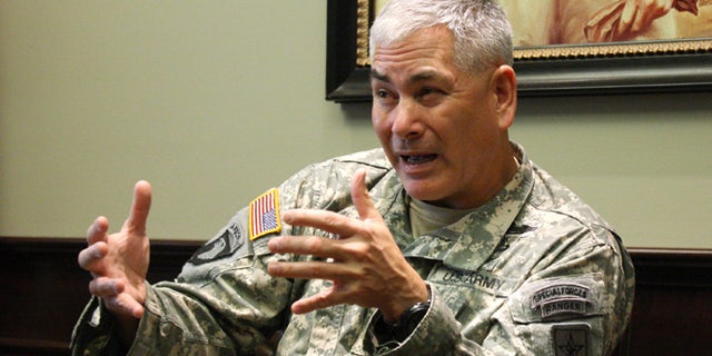 March 18, 2013: File photo, Gen. John Campbell speaks at Fort Leavenworth, Kansas.
