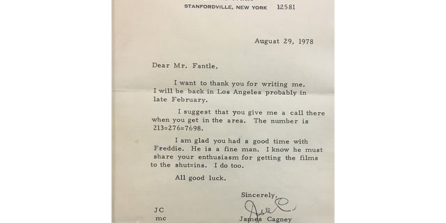 A letter James Cagney wrote to David Fantle after he interviewed "Freddie" or Fred Astaire.