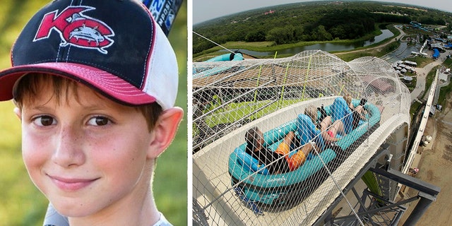 Caleb Schwab, left, was decapitated while riding the Verruckt water slide at Schlitterbahn Kansas City in August 2016.