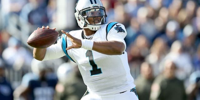 NASHVILLE, TN - NOVEMBER 15: Cam Newton #1 of the Carolina Panthers winds up for a pass during the first quarter against the Tennessee Titans at LP Field on November 15, 2015 in Nashville, Tennessee. (Photo by Andy Lyons/Getty Images)