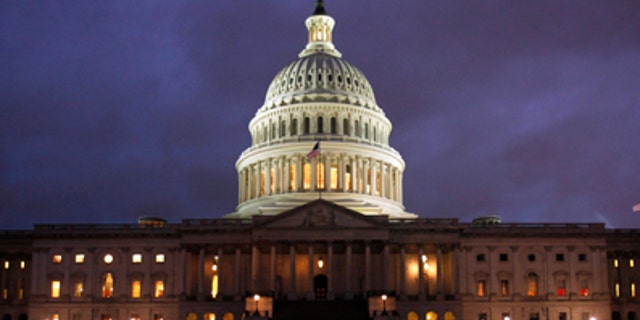 File: The Capitol Hill dome at night
