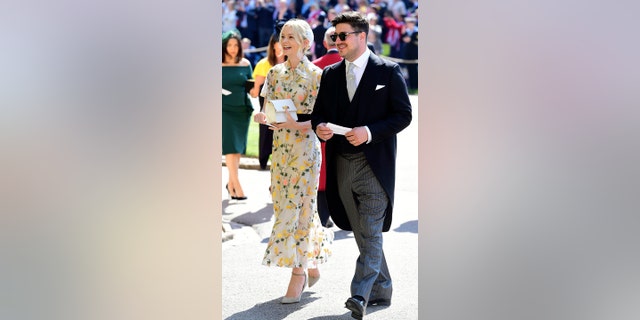 Marcus Mumford and Carey Mulligan arrive for the wedding ceremony of Prince Harry and Meghan Markle at St. George's Chapel in Windsor Castle in Windsor, near London, England, Saturday, May 19, 2018. (Ian West/pool photo via AP)