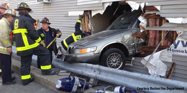 Feb. 1, 2014: This photo shows a car that crashed through a Rite Aid store in South Boston.