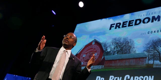 FILE: January 24, 2015: Dr. Ben Carson speaks at the Freedom Summit in Des Moines, Iowa