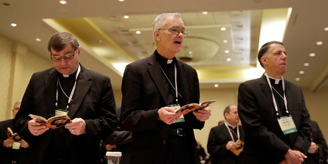 Bishop James Powers of the Diocese of Superior, Bishop J. Gregory Kelly, Apostolic Administrator of Dallas, and Bishop James Checchio of the Diocese of Metuchen.
