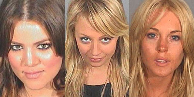 Khloe Kardashian, Nicole Richie and Lindsay Lohan (l to r) in their DUI mug shots.