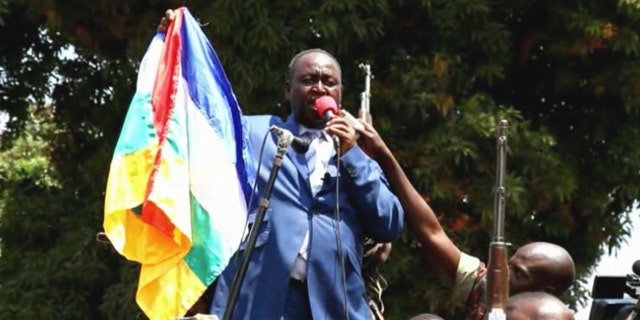Dec. 27, 2012 - In this frame grab taken from AP TV footage, President Francois Bozize addresses crowds, in Bangui, Central African Republic.