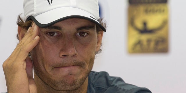 Rafael Nadal during a press conference at the Qizhong Forest Sports City Tennis Center, in Shanghai, China, Tuesday, Oct. 8, 2013.