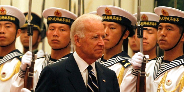Aug. 18: U.S. Vice President Joseph Biden inspects a guard of honor during a welcome ceremony held at the Great Hall of the People in Beijing, China.
