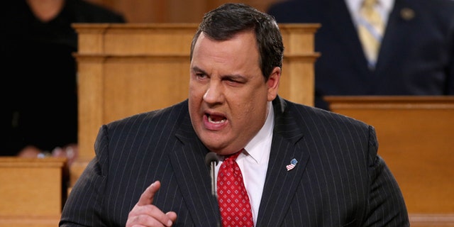 TRENTON, NJ - JANUARY 08: New Jersey Governor Chris Christie addresses state legislators during his State of the State Address in the Assembly Chamber at the Statehouse on January 8, 2013 in Trenton, New Jersey. The popular Republican governor called on Congress to quickly approve more disaster aid for the state, more than two months after Hurricane Sandy. (Photo by John Moore/Getty Images)