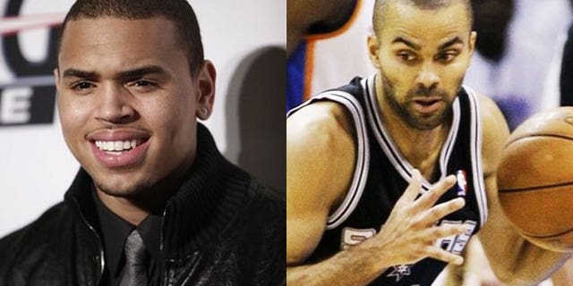 Tony Parker (right) is suing a NYC club after he claims they helped to stir up a fight between Chris Brown (left) and Drake.