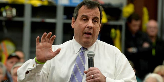 LOUDON, NH - NOVEMBER 30: Republican Presidential candidate Chris Christie speaks during a town hall at the Louden Fire Department November 30, 2015 in Loudon, New Hampshire. Christie recently received the endorsement of the Manchester Union Leader, New Hampshires largest newspaper. (Photo by Darren McCollester/Getty Images)