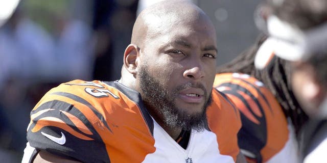 Sep 14, 2014; Cincinnati, OH, USA; Cincinnati Bengals defensive tackle Devon Still (75) looks on from the sidelines in the second half against the Atlanta Falcons at Paul Brown Stadium. The Bengals won 24-10. Mandatory Credit: Aaron Doster-USA TODAY Sports