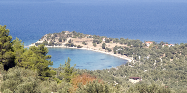 Archaeologists believe part of this peninsula in the Aegean was once the ancient city of Kane. (German Archaeological Institute)