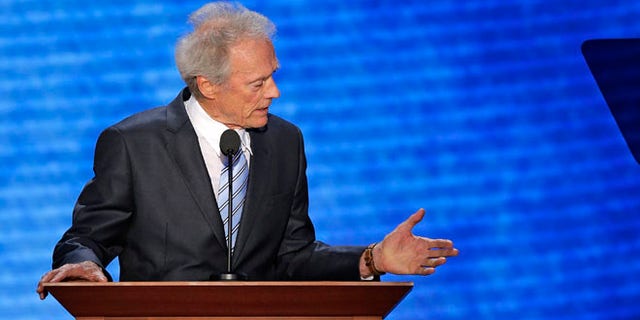 Aug. 30, 2012: Actor Clint Eastwood talks to an empty chair during his address to the Republican National Convention in Tampa, Fla. (AP)