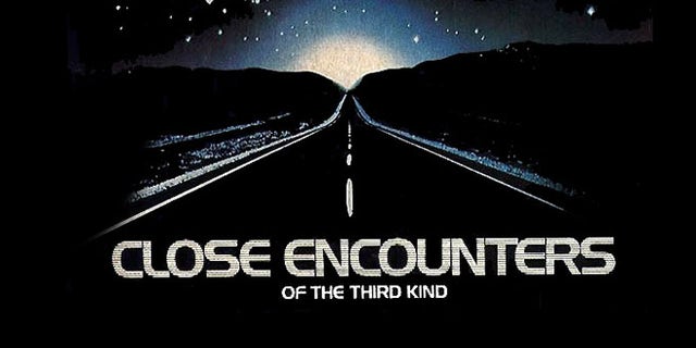 The movie poster for the 1977 Steven Spielberg film, "Close Encounters of the Third Kind."