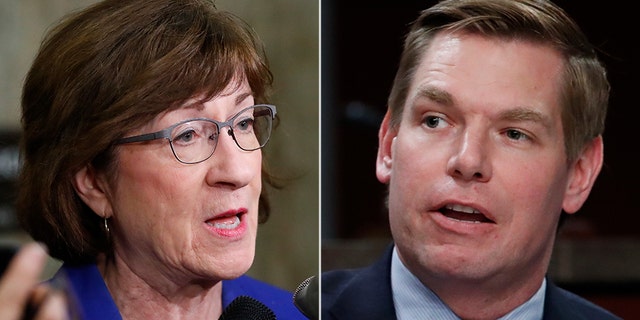 Rep. Eric Swalwell, D-Calif., has apologized for and deleted a tweet that seemed to make light of threats Sen. Susan Collins, R-Maine, says she and her staff have received during Brett Kavanaugh's Supreme Court confirmation hearing.