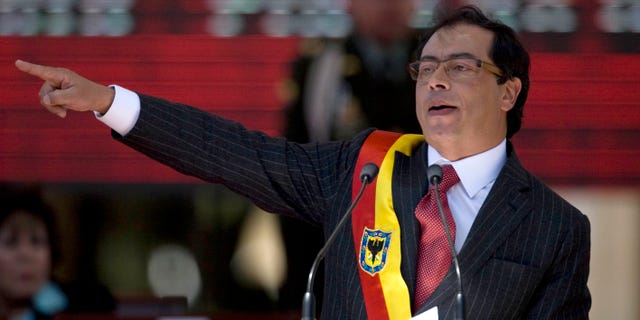 Bogota's Mayor Gustavo Petro during his swearing-in ceremony in Bogota, Colombia, on Jan. 1, 2012.