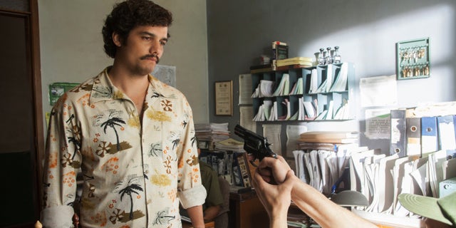 This undated production photo provided by Netflix, shows actor Wagner Moura as Pablo Escobar, in the Netflix Original Series "Narcos."