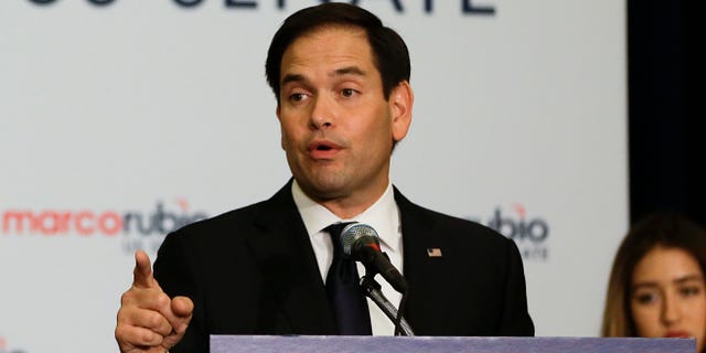 Sen. Marco Rubio at a primary election party, Tuesday, Aug. 30, 2016, in Kissimmee, Fla.