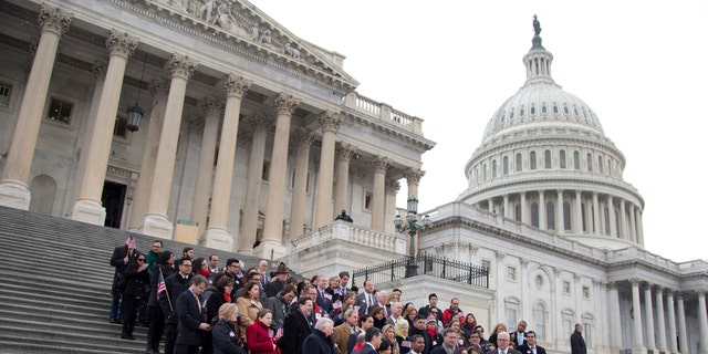 House Democrats and immigration leaders on the steps of the Capitol in Washington, March 26, 2014